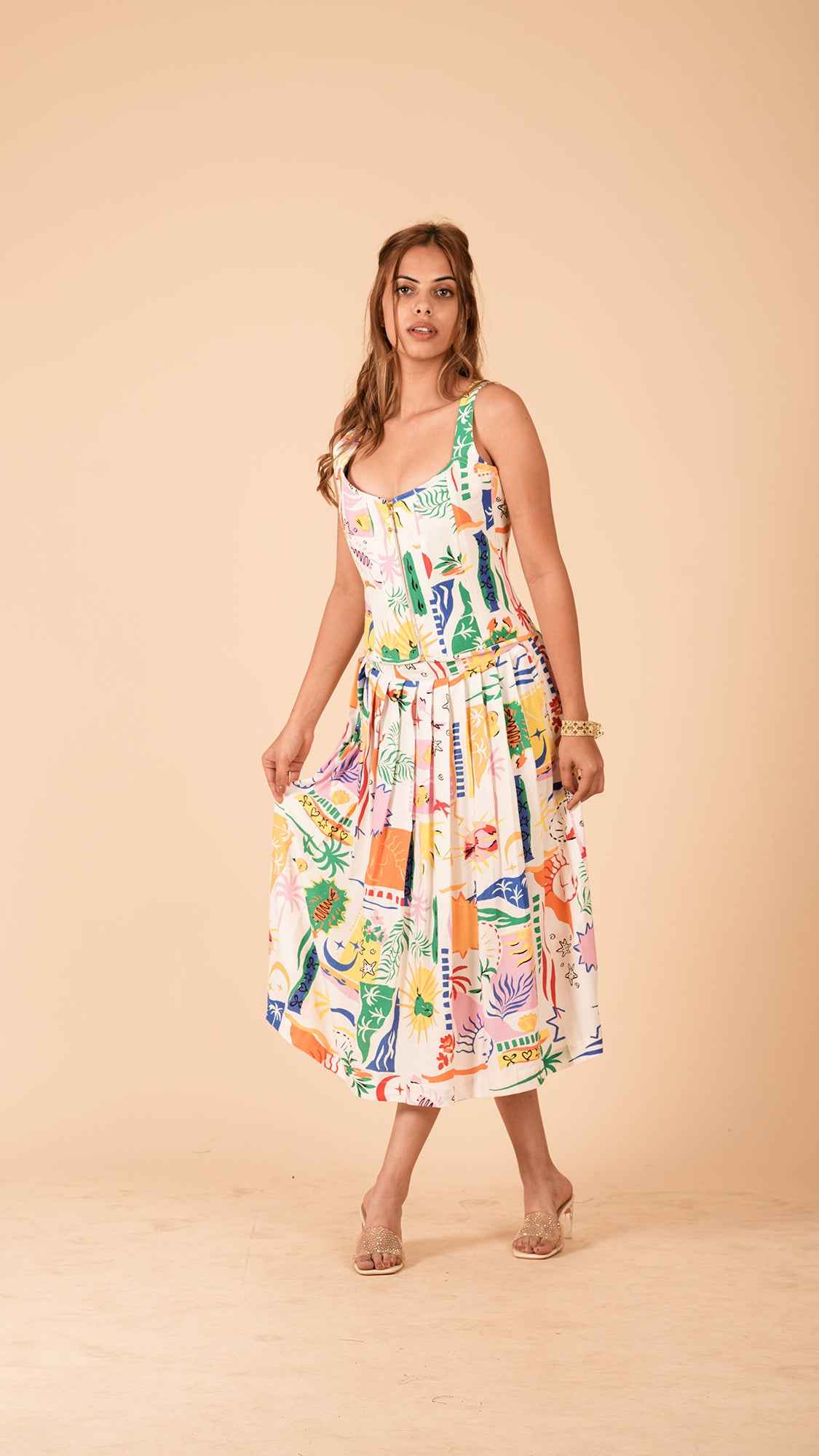 The Positano Box-Pleat Midi Skirt