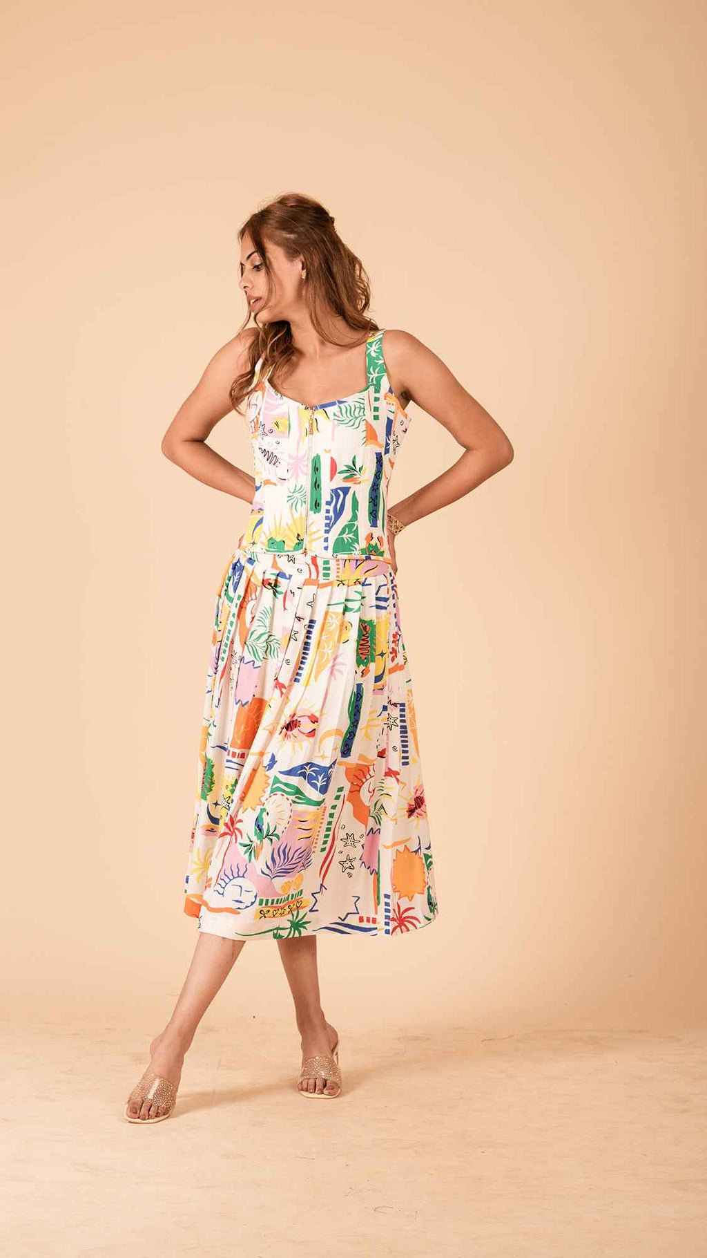 The Positano Box-Pleat Midi Skirt