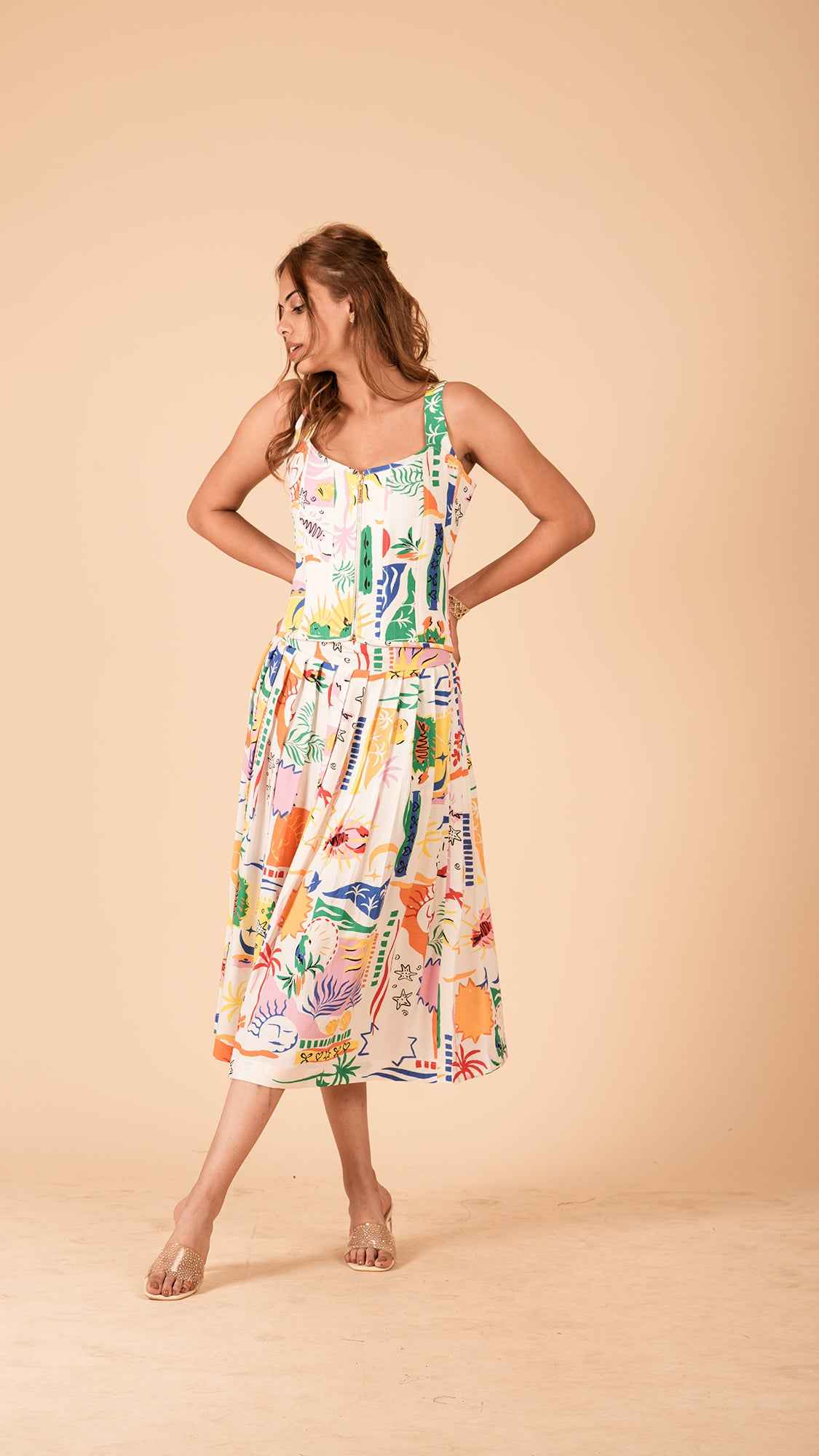 The Positano Box-Pleat Midi Skirt