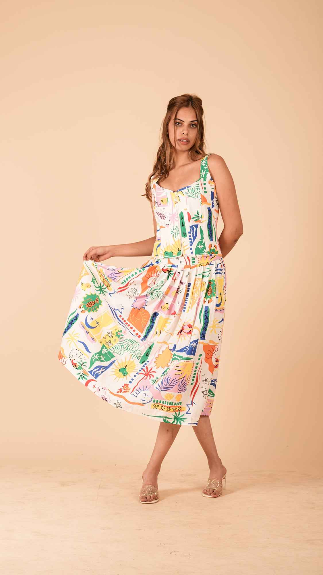 The Positano Box-Pleat Midi Skirt