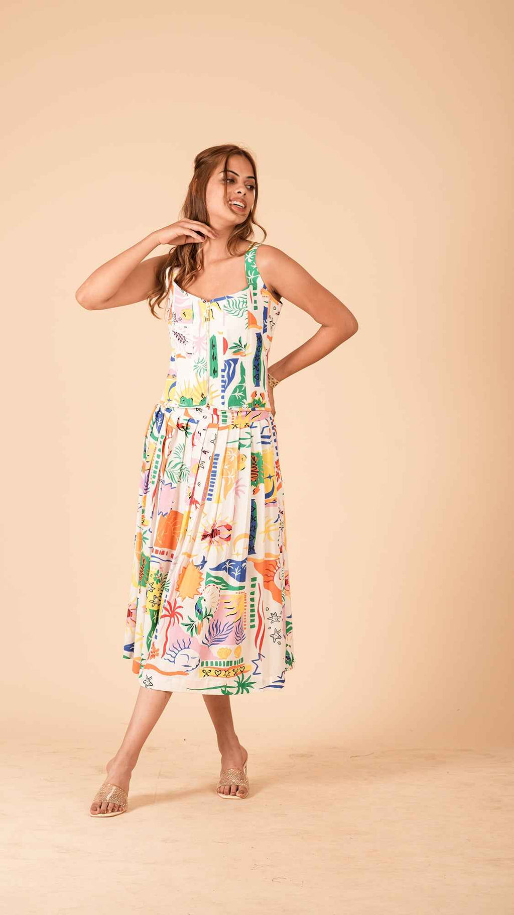 The Positano Box-Pleat Midi Skirt