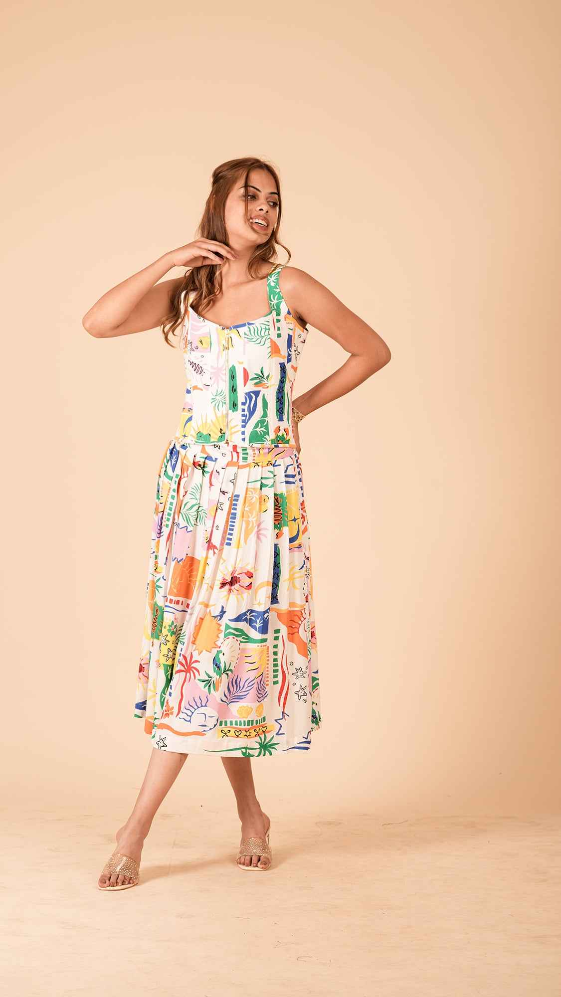 The Positano Box-Pleat Midi Skirt