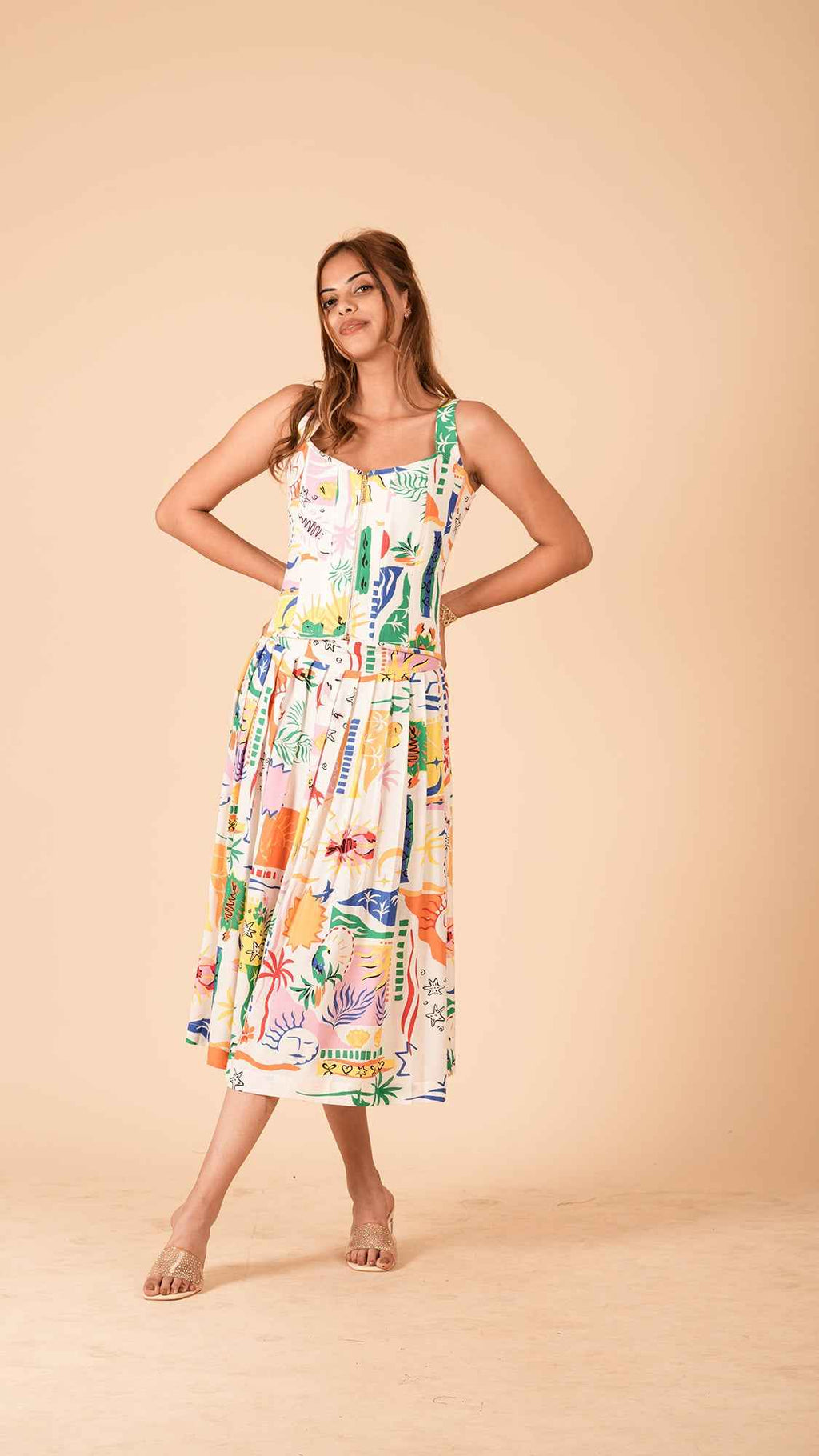 The Positano Box-Pleat Midi Skirt