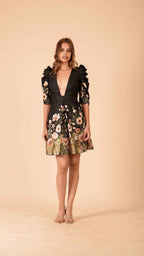The Midnight Garden Plunge Mini Dress